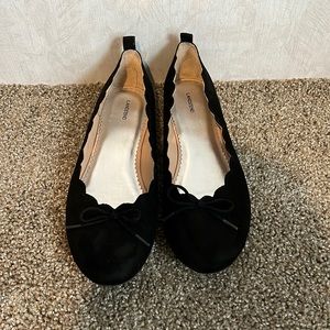 Black, gently worn Lands end flats